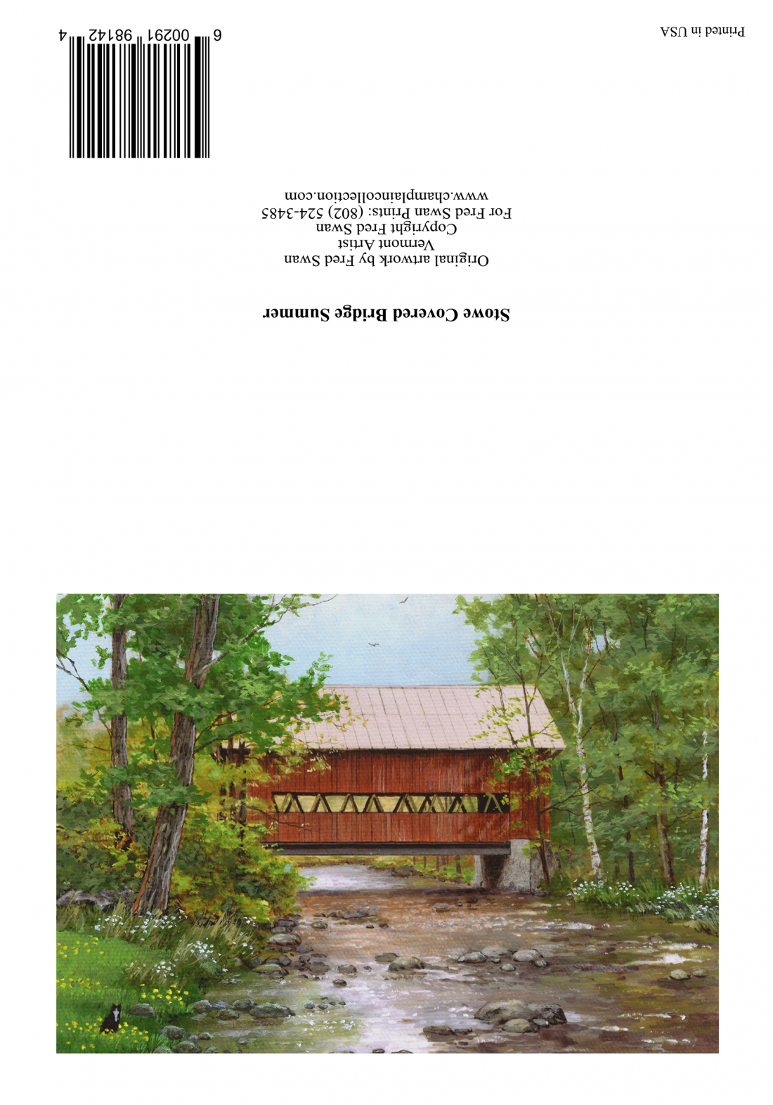 Stowe Covered Bridge Summer - American Realist Painting by Fred Swan